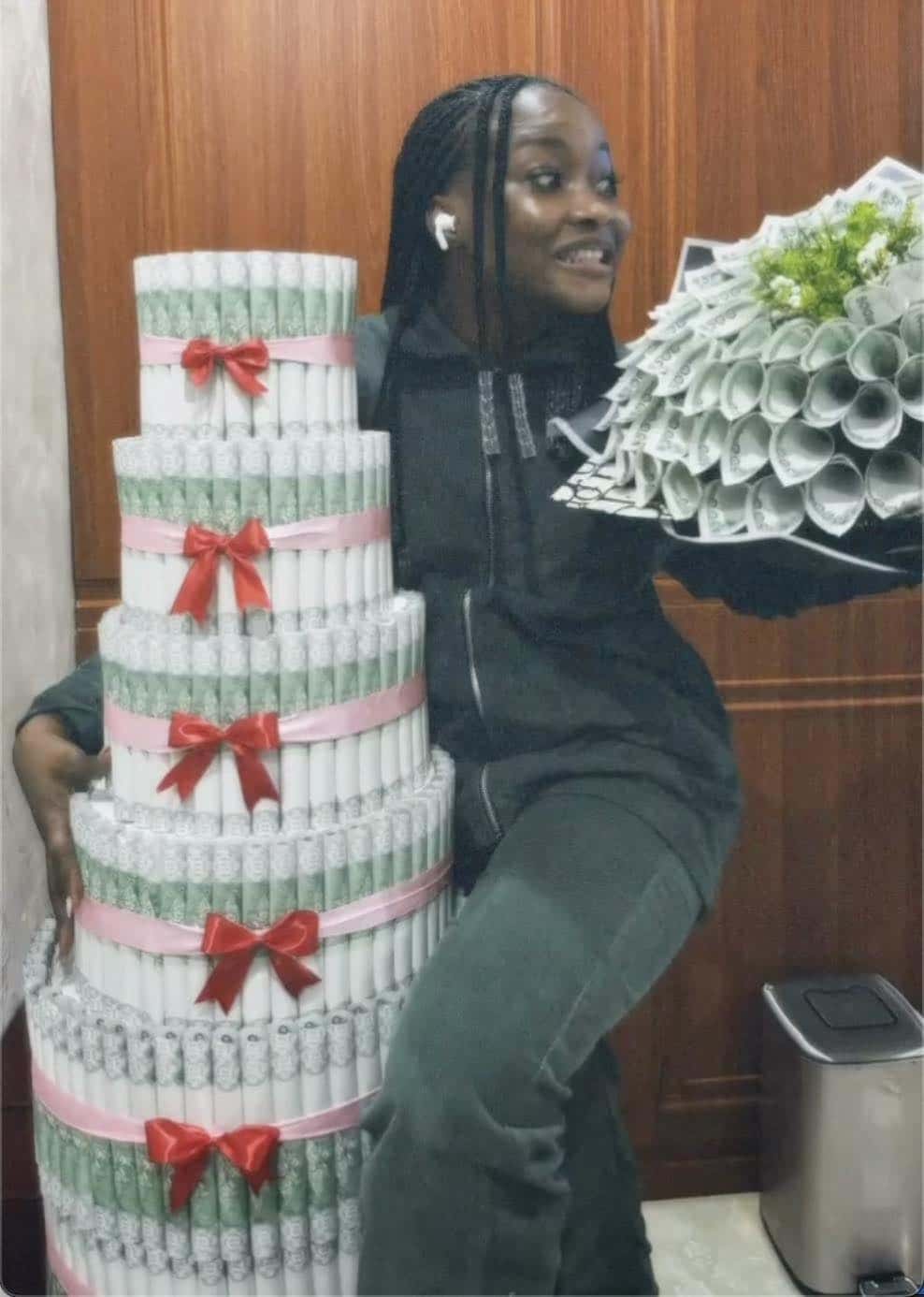 “If e easy to be winner, try am" - Ilebaye says, flaunts money cake and bouquet 